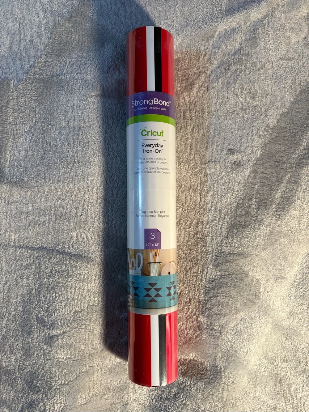 Cricut Everyday Iron-On Vinyl Roll - Red, Black, White Stripe